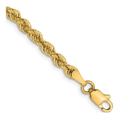 14K Yellow Gold 3mm Diamond-Cut Rope Chain Bracelet