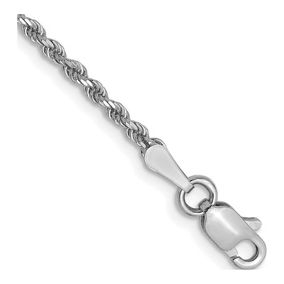 14K White Gold 1.75mm Diamond-Cut Rope Chain Bracelet