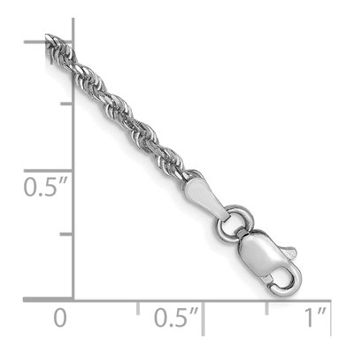 14K White Gold 2.5mm Diamond-Cut Rope Chain Bracelet – view 3