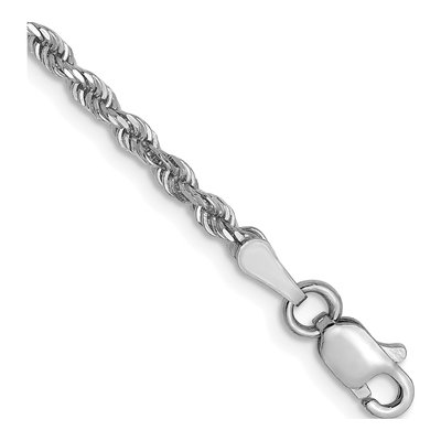 14K White Gold 2.5mm Diamond-Cut Rope Chain Bracelet