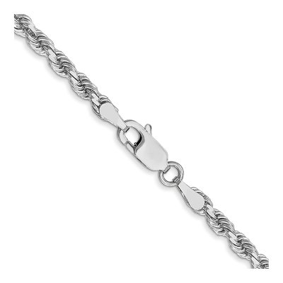 14K White Gold 3mm Diamond-Cut Rope Chain – view 4