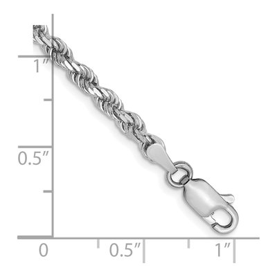 14K White Gold 3mm Diamond-Cut Rope Chain Bracelet – view 3