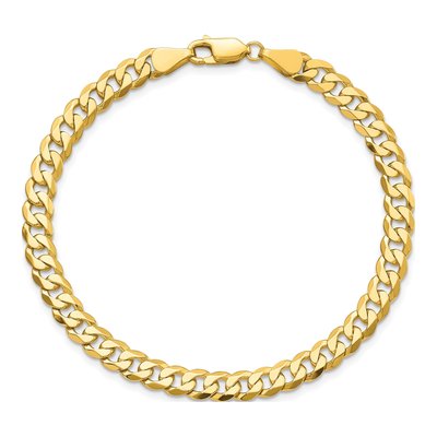14K Yellow Gold 5.75mm Beveled Flat Curb Chain Bracelet – view 4