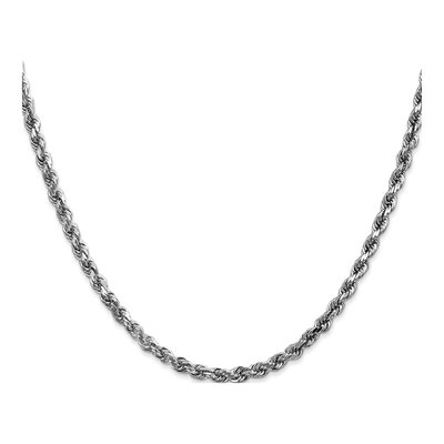14K White Gold 4mm Diamond-Cut Rope Chain – view 3