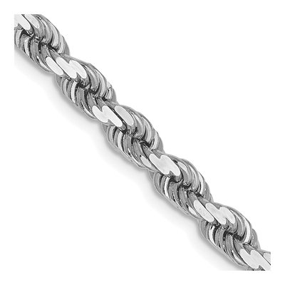 14K White Gold 4mm Diamond-Cut Rope Chain