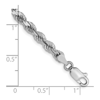 14K White Gold 4mm Diamond-Cut Rope Chain Bracelet – view 3