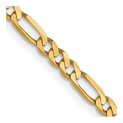 14K Yellow Gold 2.75mm Flat Figaro Chain