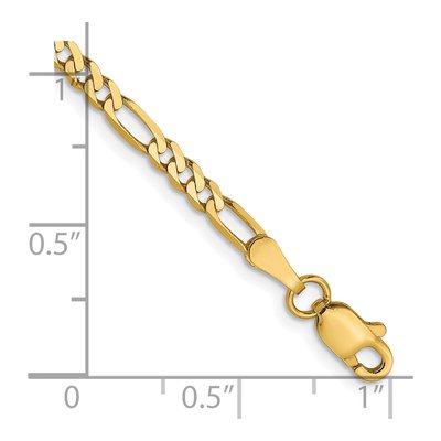 14K Yellow Gold 2.75mm Flat Figaro Chain Bracelet – view 3
