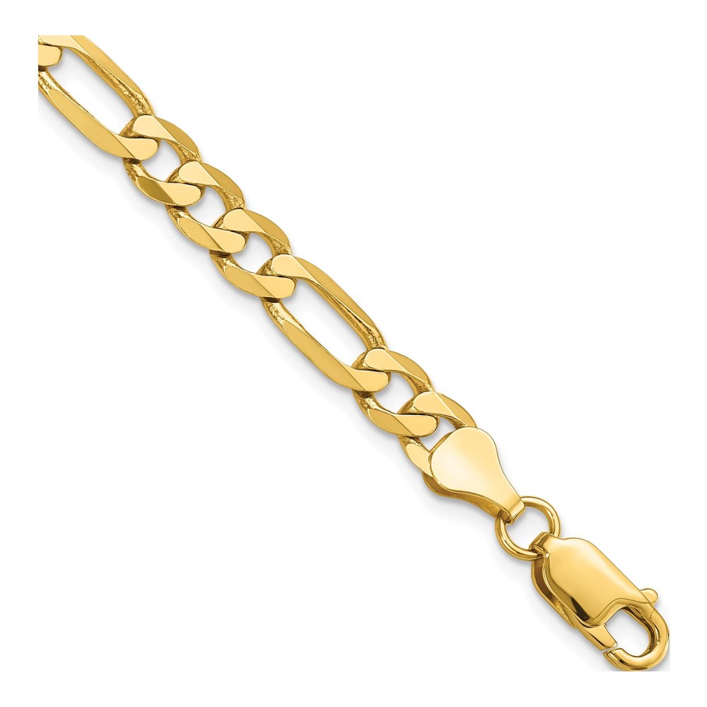 14K Yellow Gold 6mm Flat Figaro Chain Bracelet