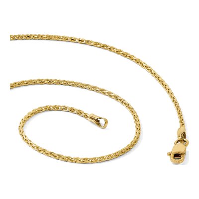 14K Yellow Gold 1.3mm Diamond-Cut Wheat Chain – view 6