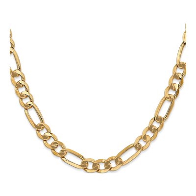 14K Yellow Gold 7mm Flat Figaro Chain – view 2