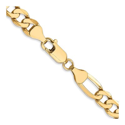 14K Yellow Gold 7mm Flat Figaro Chain – view 3