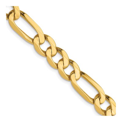 14K Yellow Gold 7mm Flat Figaro Chain