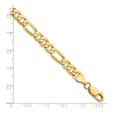 14K Yellow Gold 7mm Flat Figaro Chain Anklet – view 4