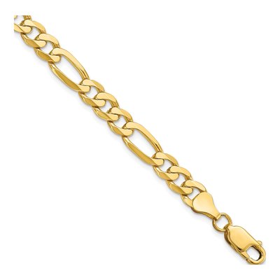 14K Yellow Gold 7mm Flat Figaro Chain Anklet