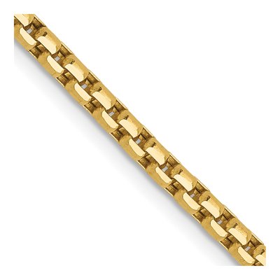 14K Yellow Gold 2.4mm Diamond-Cut Round Box Chain