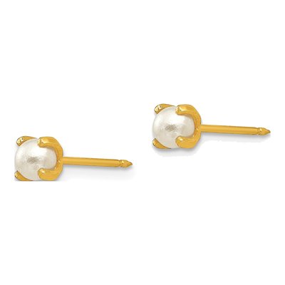 14K Yellow Gold Freshwater Cultured Pearl Stud Earrings – view 2