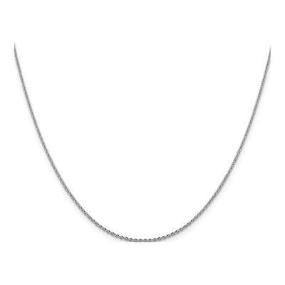 14K White Gold 1.25mm Diamond-Cut Oval Cable Chain – view 2