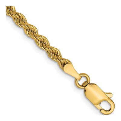 14K Yellow Gold 2.25mm Rope Chain Bracelet