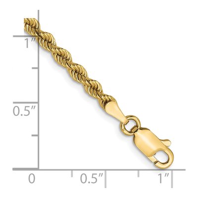 14K Yellow Gold 2.75mm Rope Chain Bracelet – view 4