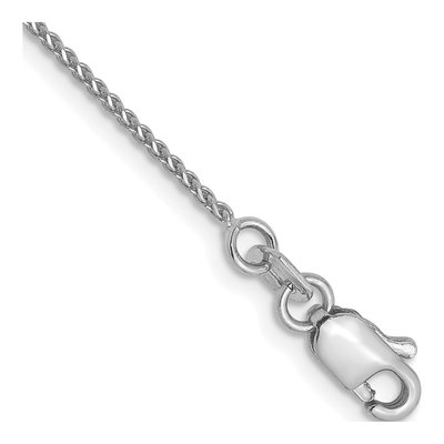 14K White Gold 1mm Diamond-Cut Wheat Chain Anklet