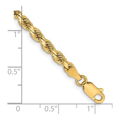 14K Yellow Gold 3.75mm Diamond-Cut Rope Chain Bracelet – view 3