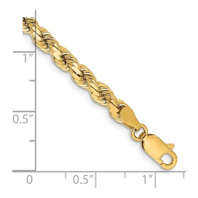 14K Yellow Gold 4.25mm Diamond-Cut Rope Chain Bracelet – view 3