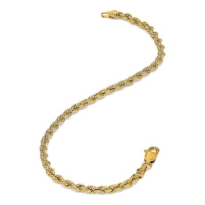 14K Yellow Gold 4.25mm Diamond-Cut Rope Chain Bracelet – view 4