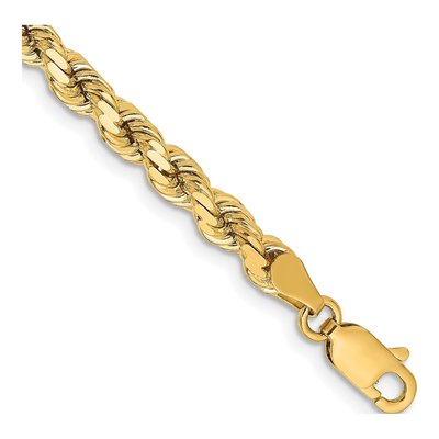 14K Yellow Gold 4.25mm Diamond-Cut Rope Chain Bracelet