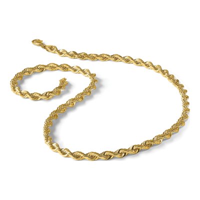 14K Yellow Gold 5mm Diamond-Cut Rope Chain – view 6