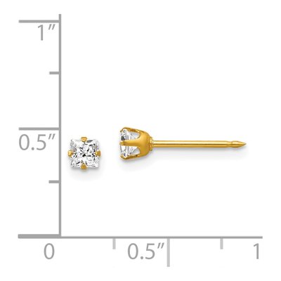 14K Yellow Gold CZ Square Stud Earrings – view 4