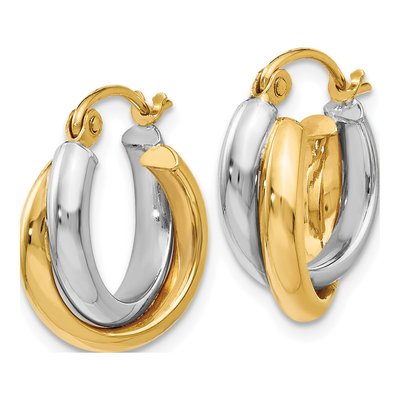 14K Two-Tone Gold 14mm Double Twist Hoop Earrings – view 3
