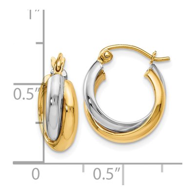 14K Two-Tone Gold 14mm Double Twist Hoop Earrings – view 5