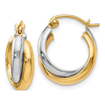 14K Two-Tone Gold 14mm Double Twist Hoop Earrings