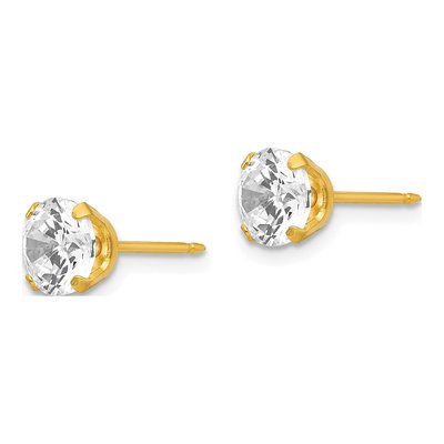 Stainless Steel 7mm Round CZ Stud Earrings – view 2