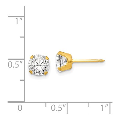 Stainless Steel 7mm Round CZ Stud Earrings – view 4