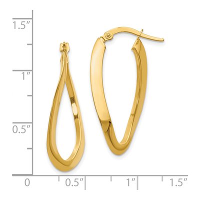 14K Yellow Gold Twisted Oval Hoop Earrings – view 5