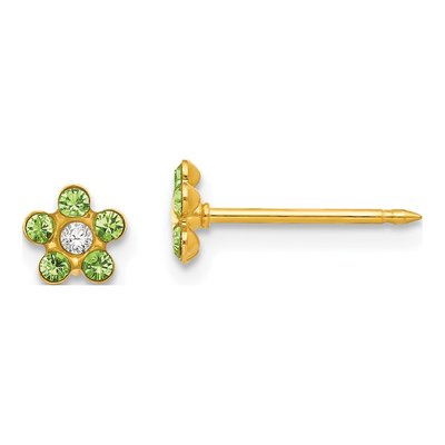 14K Yellow Gold Crystal August Birthstone Stud Earrings