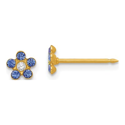 14K Yellow Gold Crystal September Birthstone Stud Earrings