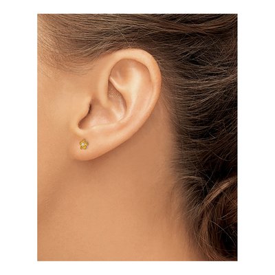 14K Yellow Gold Crystal November Birthstone Flower Stud Earrings – view 3