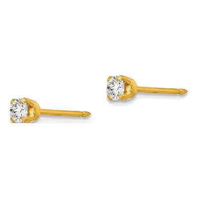 14K Yellow Gold CZ Stud Earrings – view 2