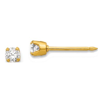 14K Yellow Gold CZ Stud Earrings
