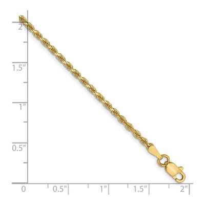 10K Yellow Gold 2mm Diamond-Cut Rope Chain Bracelet – view 3