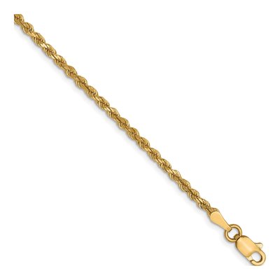 10K Yellow Gold Diamond-Cut Rope Bracelet | Leslie's