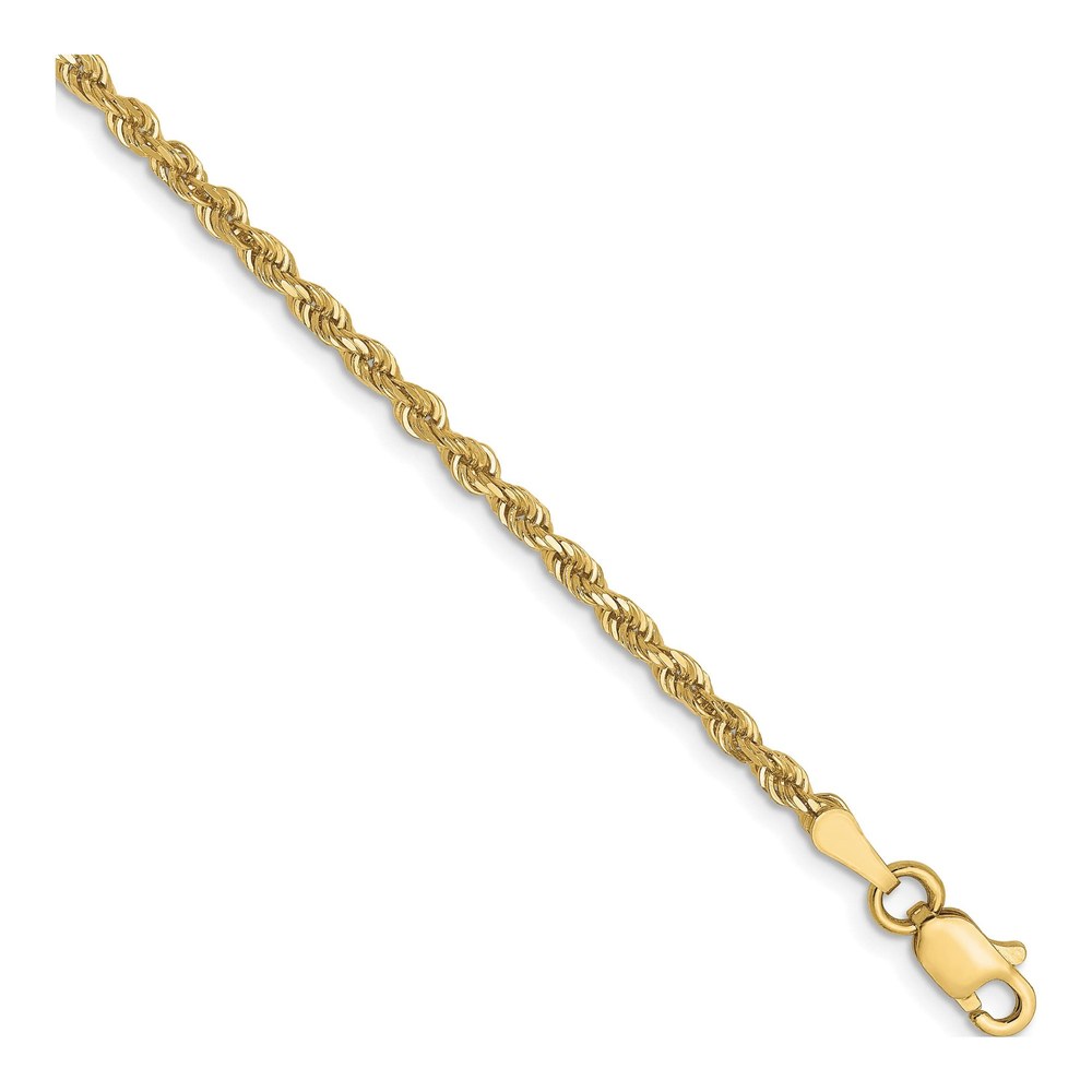 10K Yellow Gold 2.5mm Diamond-Cut Rope Chain Bracelet