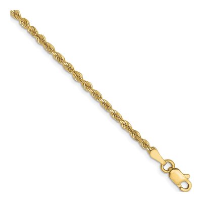 10K Yellow Gold 2.5mm Diamond-Cut Rope Chain Bracelet