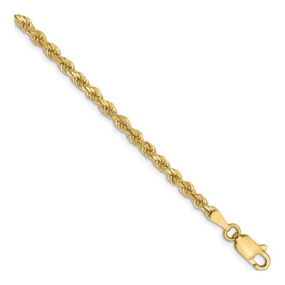 10K Yellow Gold 2.75mm Diamond-Cut Rope Chain Bracelet