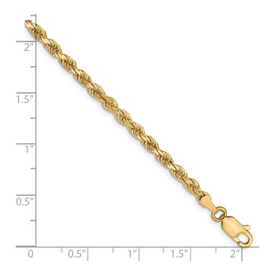 10K Yellow Gold 3mm Diamond-Cut Rope Chain Bracelet – view 3