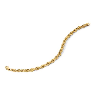 10K Yellow Gold 5.5mm Diamond-Cut Rope Chain Bracelet – view 4