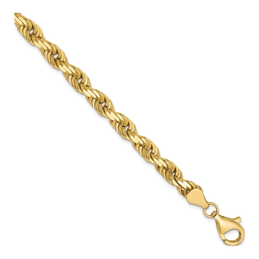 10K Yellow Gold 5.5mm Diamond-Cut Rope Bracelet 8"